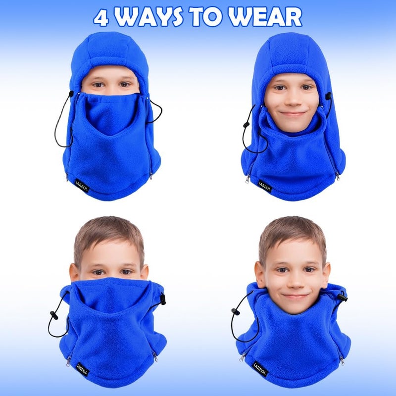 Labeol Kids Balaclava Winter Hat Ski Mask Windproof Thick Warm Fleece Face Cover with Adjustable Zippers for Boys Girls - Image 5